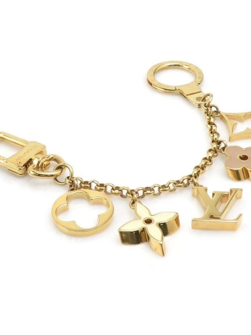 LOUIS VUITTON Fleur de Monogram Bag Charm Gold/Beige/White